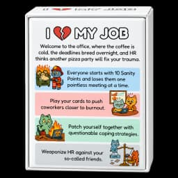 Back of the I Love My Job card game box